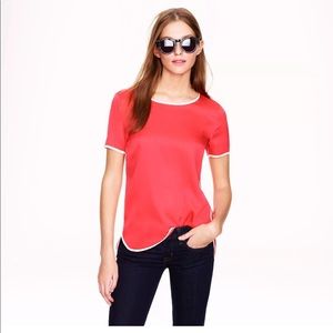 J.Crew Tipped Silk Coral Short Sleeve Tee - Size 4